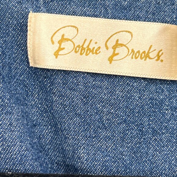Vtg Bobbie Brooks Embroidered Denim Floral Shirt XL Floral Pintuck Blue Collar - Picture 12 of 16